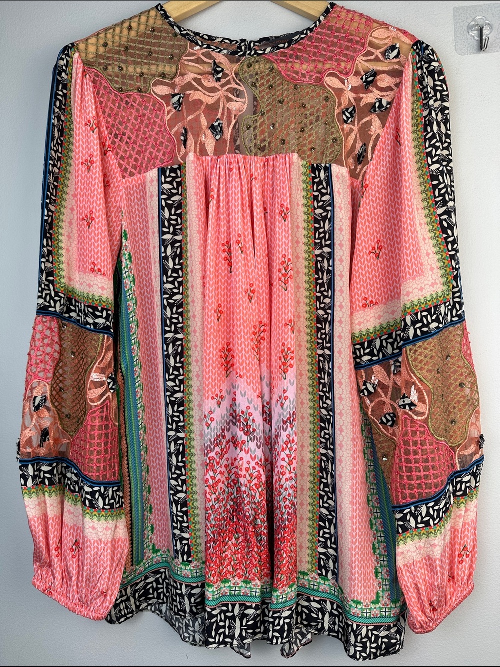 Bhanuni by Jyoti Rosario Embroidery Blouse SM Bohemian High Neck Long Sleeve Top - Picture 11 of 16